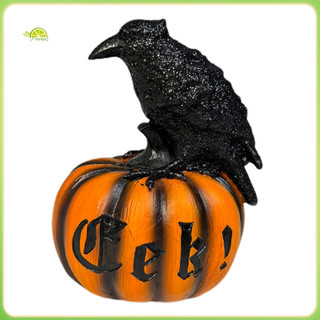 Fianao Halloween Crow Bức Tượng Crow Chịu Thời Tiết Tượng Ma Quái Halloween Crow Bí Ngô Tượng Nhựa Raven Tượng Trang Trí Văn Phòng Tại Nhà Quà Tặng Lễ Hội