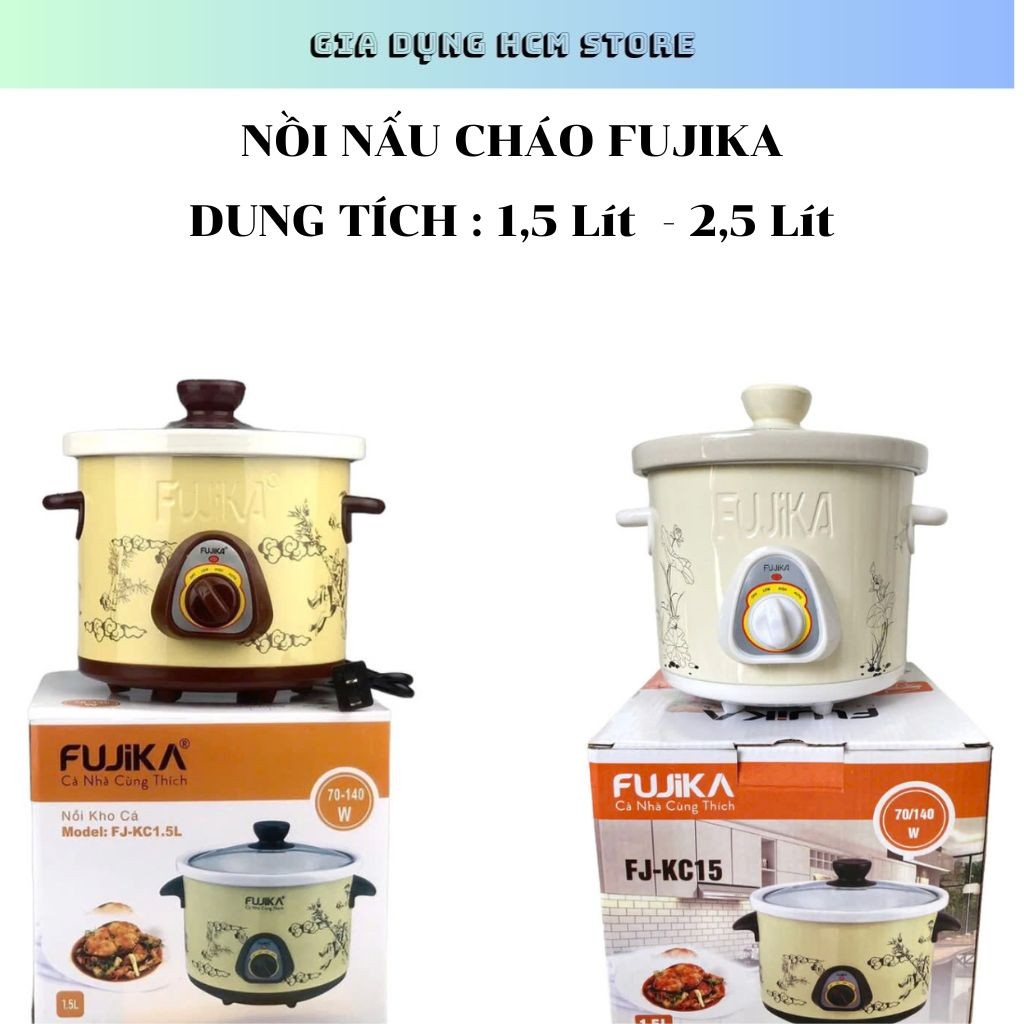 Nồi nấu cháo cho bé, kho cá, nồi hầm cháo chậm FUJIKA dung tích 1,5 Lít - 2,5 Lít