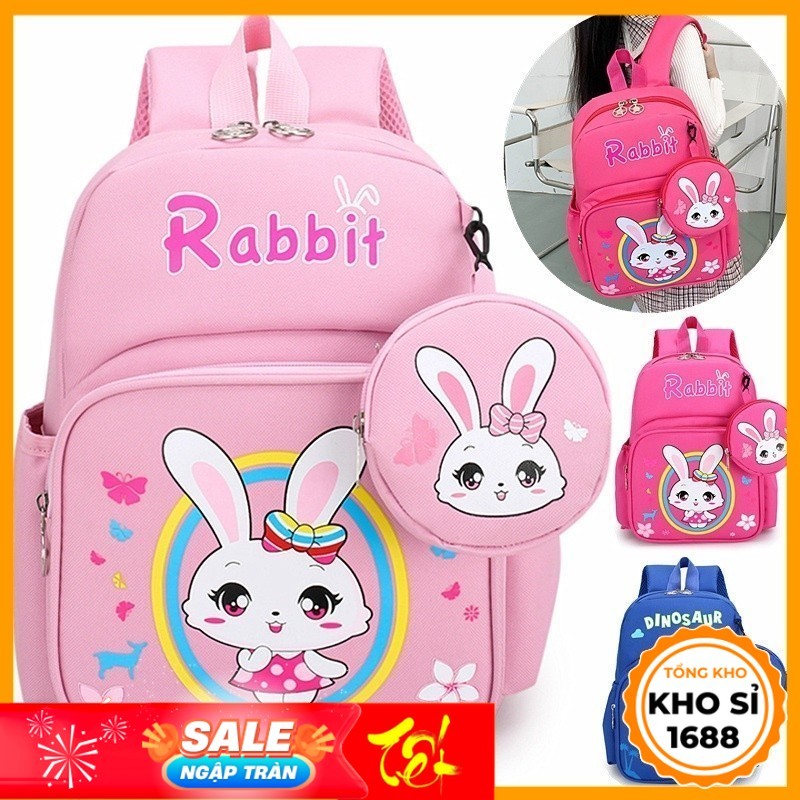 Balo mẫu giáo cho bé trai bé gái cặp sách mầm non trẻ em hình thỏ khủng long siêu xinh chống nước nh
