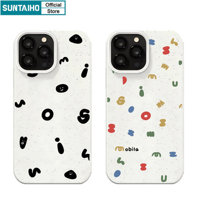 Suntaiho Ốp Lưng iPhone Vỏ Thời Trang Đơn Giản Chữ Nụ Cười Họa Tiết Silicon Mềm Cao Cấp Chống Sốc Ốp điện thoại Cho Iphone 16 15 14 13 12 11 Pro Max IP 7 8 Plus Iphon X Xs XR Xs Max Hàn quốc Ốp Lưng