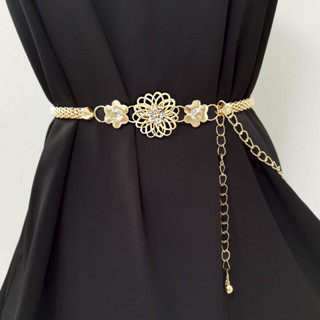  Trang Sức Kim Loại Dây Xích Thắt Lưng Kim Cương Giả Cho Nữ Trang Trí Hoa Thanh Lịch Quần Áo Váy Thắt Lưng 