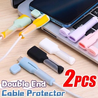 2 Cái / bộ Vỏ bảo vệ cáp chống rò rỉ đa năng - Bộ bảo vệ cuộn dây - Màu kẹo, Silicone, Mềm mại, Bền bỉ- Bộ tiết kiệm dây sạc điện thoại