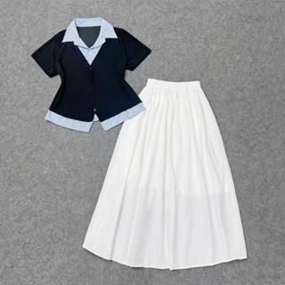 Set Bigsize Nữ Nàng Thơ (CÓ LẺ Áo/Váy) Vải Tăm QC Mát Mix Váy Dài Nàng Thơ Phong Cách Dịu Dàng (55-95Kg)- SM185/ CV15