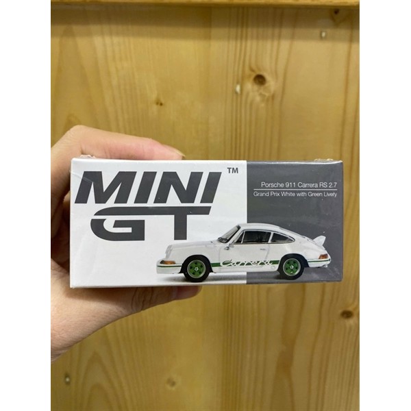 mô hình MINI GT 1/64 Porsche 911 Carrera RS 2.7 Grand Prix White/Green Libery (Right Handle)