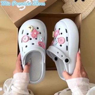 Miu Giày Cao Cấp Mùa Hè Dễ Thương Lỗ Giày Nữ Eva Platform Chống Trơn Trượt Đóng Mũi Sandal
