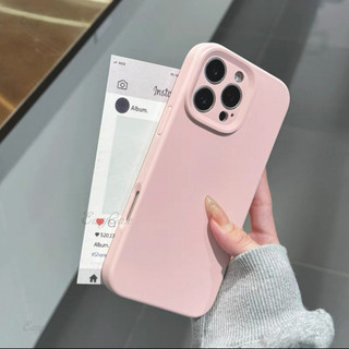  Ốp điện thoại mềm silicon mềm bảo vệ ống kính màu xám hồng cho iPhone 16 15 14 13 12 chống trượt và chống rơi 