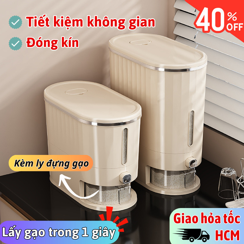 Thùng Gạo Joful home
 5kg/10kg – Hộp Đựng Gạo Thông Minh, Dễ Lấy, Không Bị Mối Mọt