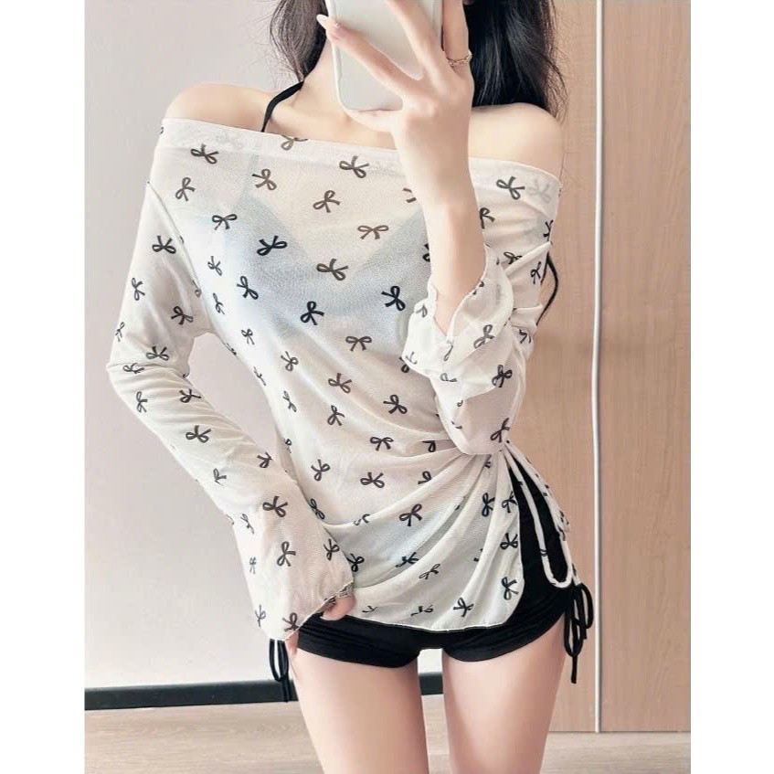 Set bộ đồ bơi bikini 3 chi tiết thiết kế họa tiết nơ trễ vai hottrend phong cách sexy gợi cảm HMH BKN61 | BigBuy360 - bigbuy360.vn