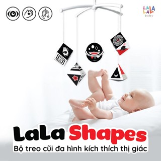 Đồ chơi treo nôi (bằng giấy gấp) kích thích thị giác cho bé sơ sinh Lala Shapes treo cũi đen trắng đỏ của Lalala baby