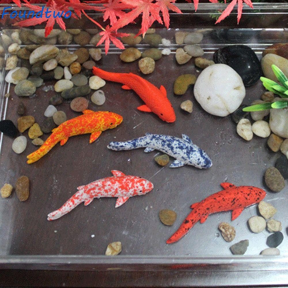 Foundtwo Mini Cá Koi Trang Trí, Hoạt Hình Nhựa Thủ Công Cá Chép Các Bức Tượng Nhỏ, Đồ Dùng Dự Tiệc M
