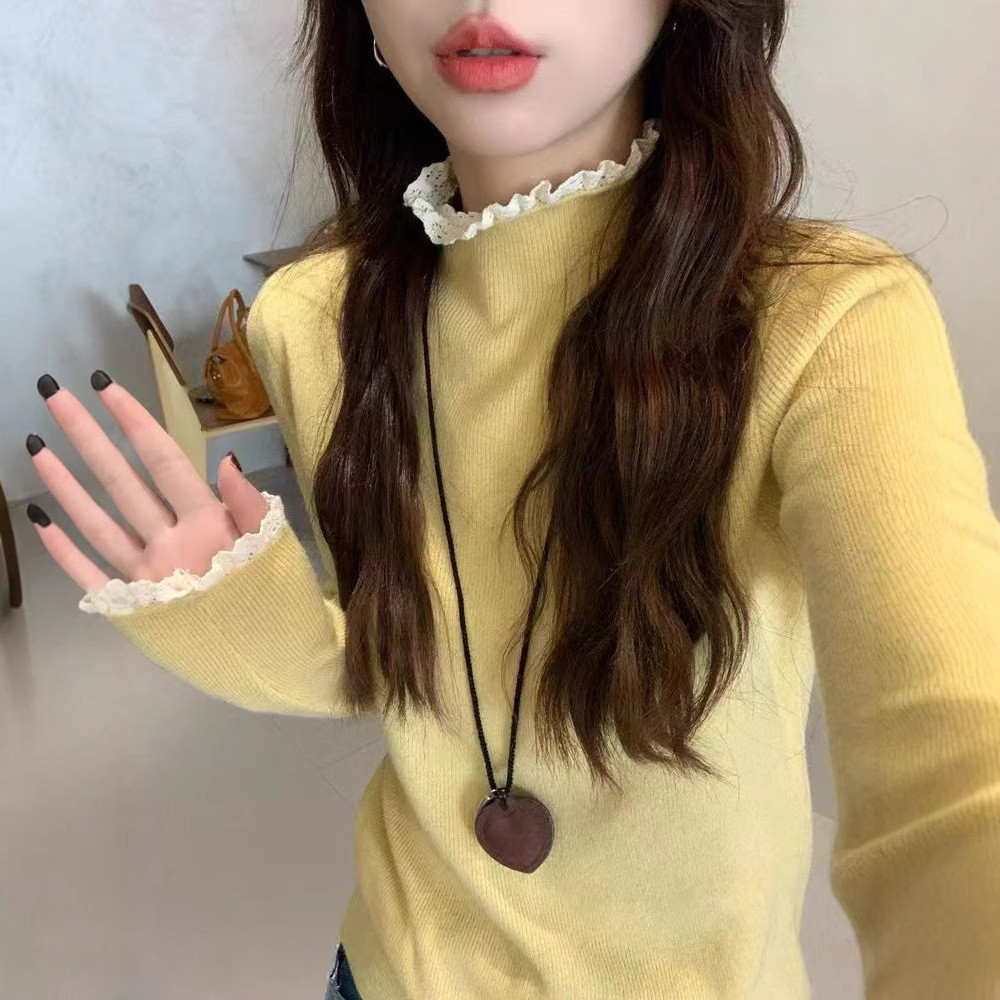 YAYUAN Áo len nữ dài tay áo lót mới màu hồng | BigBuy360 - bigbuy360.vn