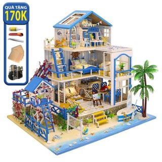Mô hình nhà búp bê lắp ghép bằng gỗ Full nội thất Romantic Aegean Sea L906 Tặng Dụng cụ lắp ghép
