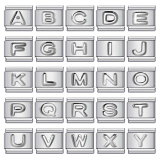 Thép không gỉ mới Bạc lồi Chữ Ý Mô-đun Vòng tay DIY Căng khâu Dây chuyền