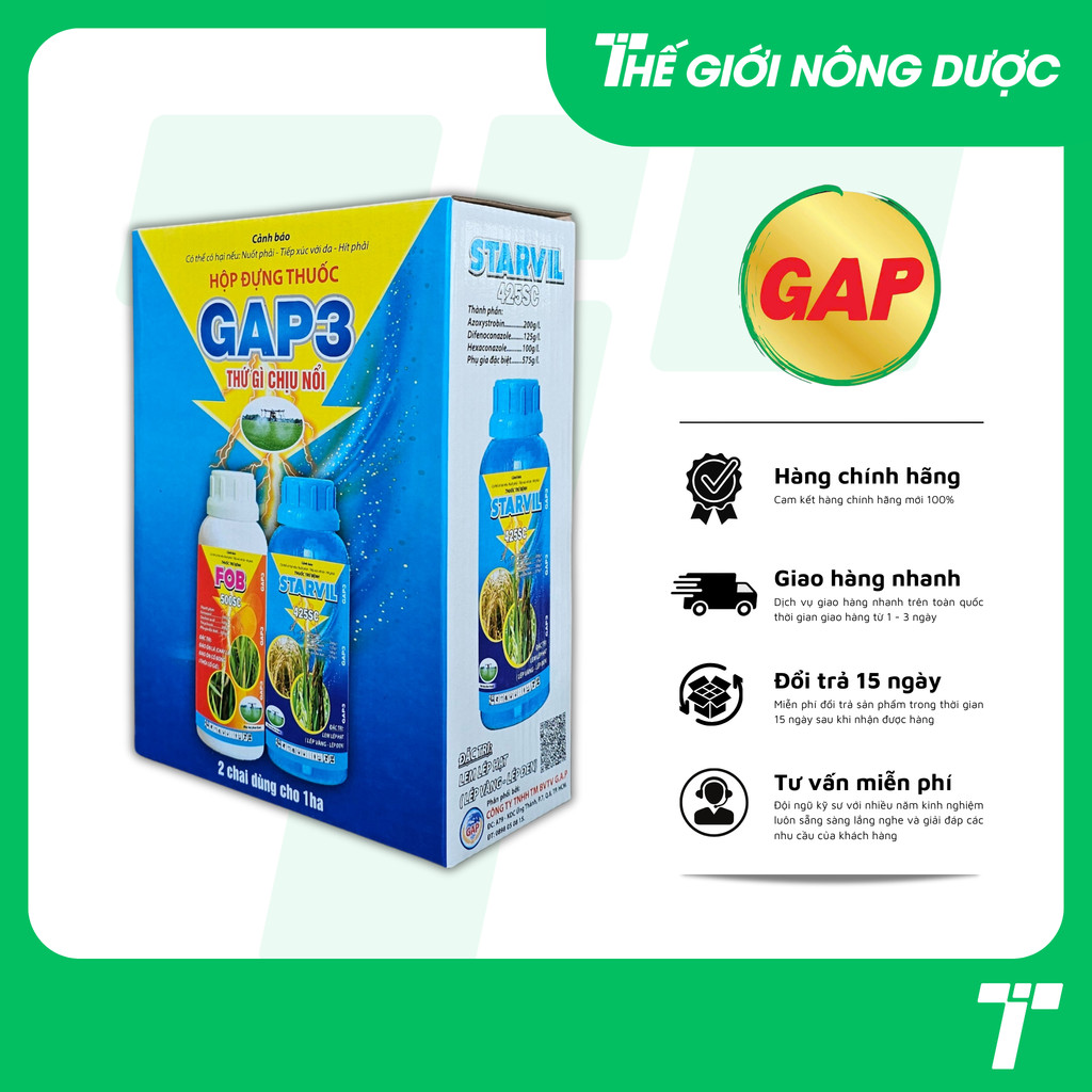 BỘ ĐÔI GAP3 (1 Cặp Gồm 2 Chai, 300ml) – Quản Lý Tốt 6 Loại Bênh Trên Lúa Của Công Ty GAP