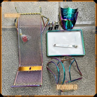   Combo 6 món  Baga lưới titan 7 Màu Wave 110cc Biển 7 màu,ốp dè Móc U TITAN Lốc máy chắc chắn bền đẹp 