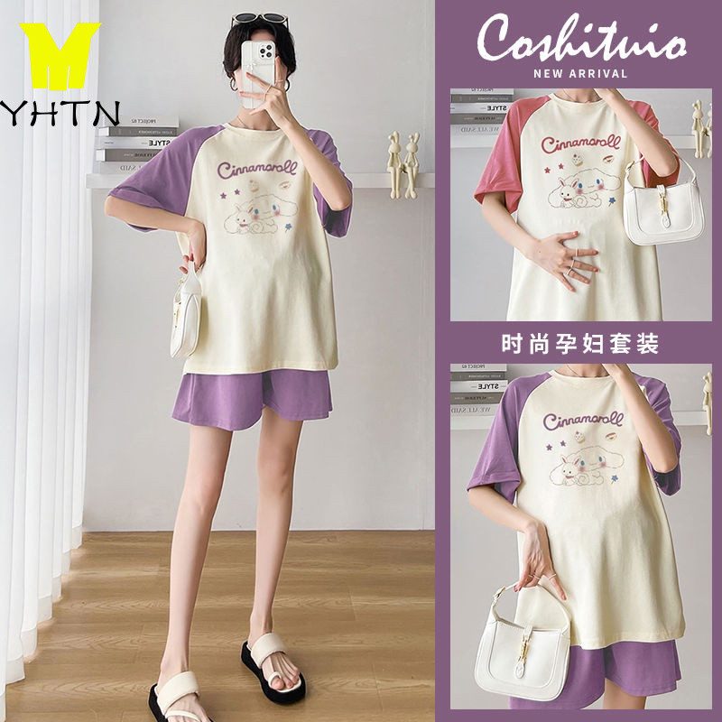 YHTN đồ bộ bầu xinh Thời trang bộ hè bigsize dễ thương đồ bầu mặc nhà