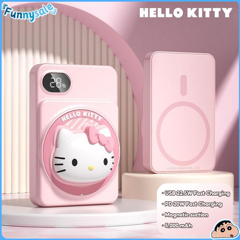 Sạc dự phòng không dây từ tính Sanrio 5000mAh, Sạc nhanh PD 22.5W, Bộ sạc di động nhỏ gọn với sạc nhanh hai chiều, Thiết kế dễ thương | BigBuy360 - bigbuy360.vn