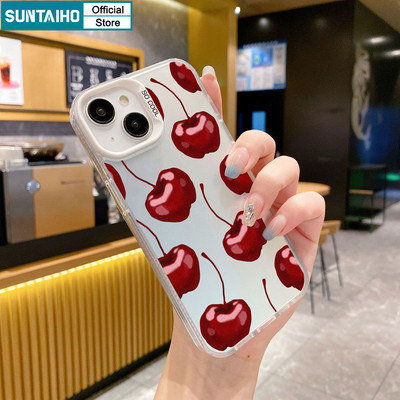 Suntaiho Đẹp Dễ Thương Vỏ Anh Đào Họa Tiết Nơ Vỏ Điện Thoại Cho Iphone 16 15 14 13 12 11 Pro Max TPU Silicon Mềm Cao Cấp Chống Sốc Ốp Lưng