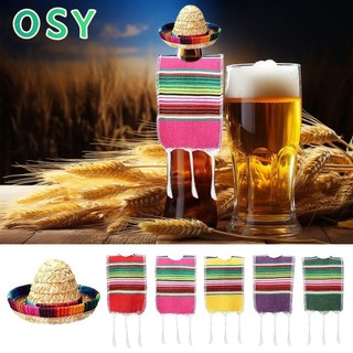 Moliha Mũ Sombrero Nhỏ, Nhiều Màu Sắc Trang Trí Tiệc Chai Serapes, Phụ Kiện Chủ Đề Mexico Fiesta Trang Trí Bia Poncho Cover