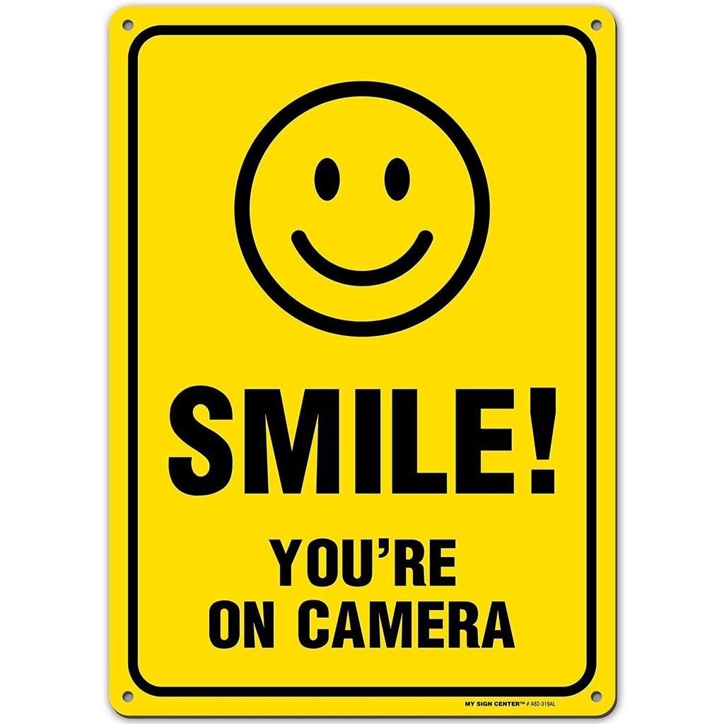 Smile Your On Camera Ngộ nghĩnh Giám Sát Video Tín Hiệu Nhôm Cấp Công Nghiệp Dễ Dàng Gắn Chống Rỉ Sé