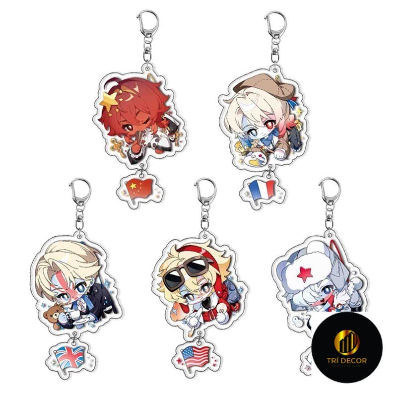 Game Country Humans CN USA FR UK RUS Cosplay Acrylic Móc Khóa Móc Khóa Mặt Dây Chuyền Móc Khóa Quà T