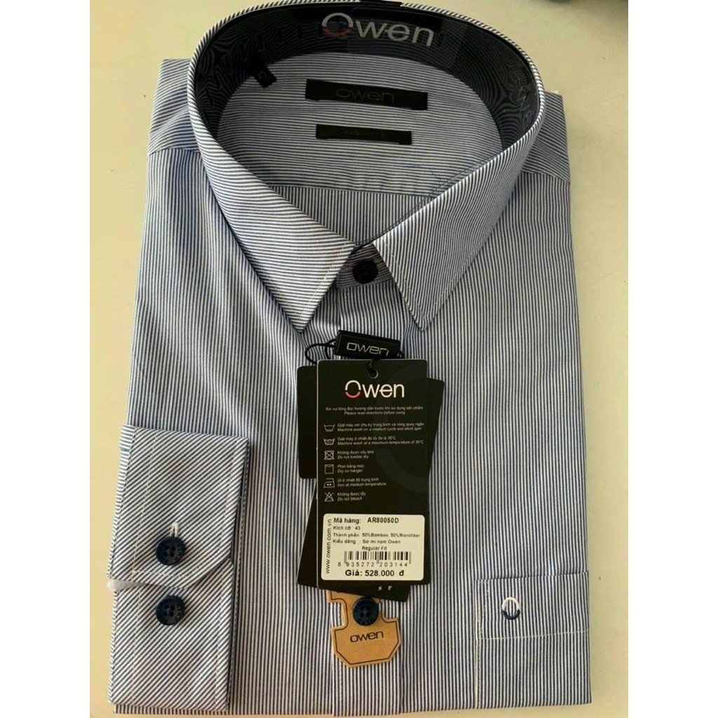Áo sơ mi dài tay nam owen sọc dọc size 43 - AR80060DT