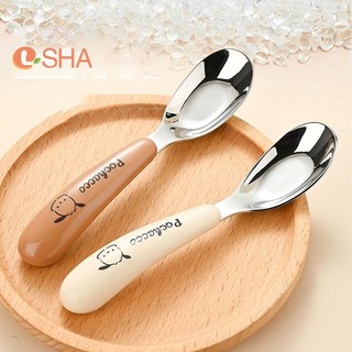 [LSHA] Thìa Hoạt Hình Hộ Gia Đình Chống Rơi Thép Không Gỉ 304 Cho Bé Trẻ Em Bổ Sung Thìa Thực Phẩm Bộ Đồ Ăn Bé Gái MỚI
