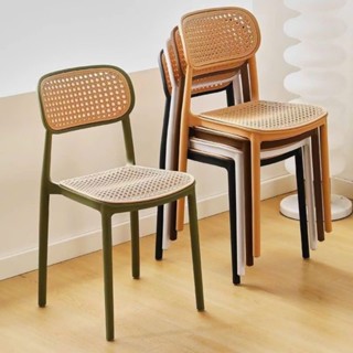 Ghế Nhựa Đúc Nguyên Khối ,Tựa Lưng Cao Xếp Chồng , Mặt Lưới Đan Mây Hiện Đại