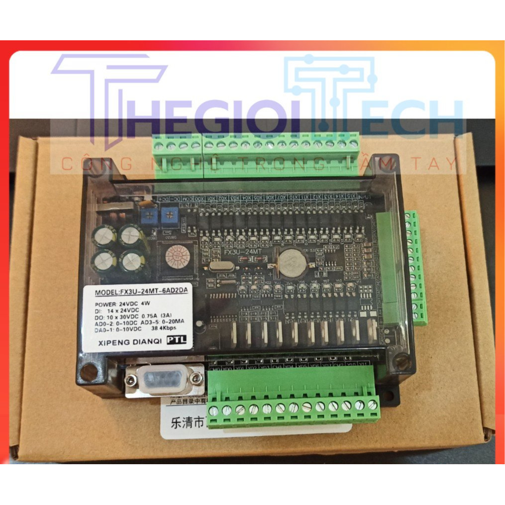 Bộ Lập Trình PLC FX3U-24MT-6AD2DA | FX3U-24MR Board | 6AD/2DA 0-10V/20mA | RS485/232 RTC | PTL FK3U 