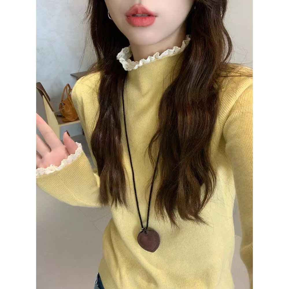 YAYUAN Áo len nữ dài tay áo lót mới màu hồng | BigBuy360 - bigbuy360.vn