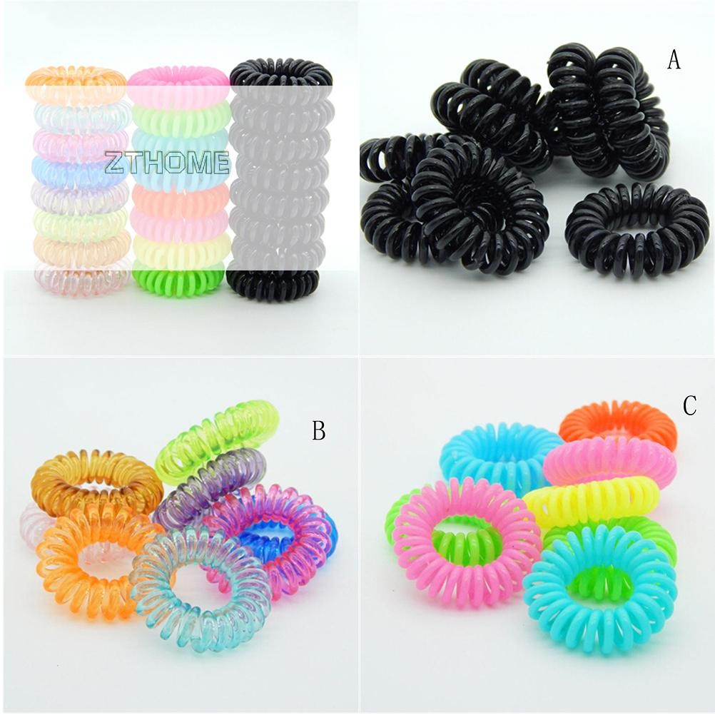 [Zthome] 10 Chiếc Dây Buộc Tóc Nhựa Xoắn Ốc Dây Buộc Tóc Không Nhăn Cuộn Dây Buộc Tóc Đuôi Ngựa Bout