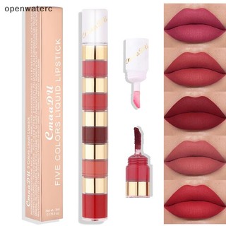[Openwaterc] Bộ môi mờ 5 trong 1 Combo Strip Velvet Bộ môi trang điểm môi màu đỏ gợi cảm vn