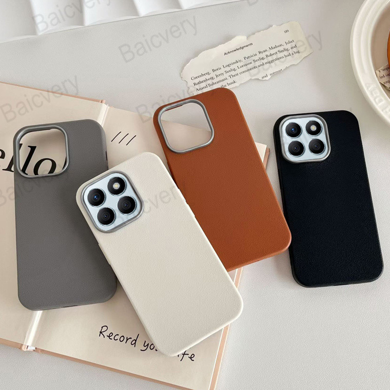 Dành Cho Honor X8B X6 X6S X8 5G X5B X6B X7C Kết Cấu Da Màu Trơn Mặt Sau Vỏ Bảo Vệ