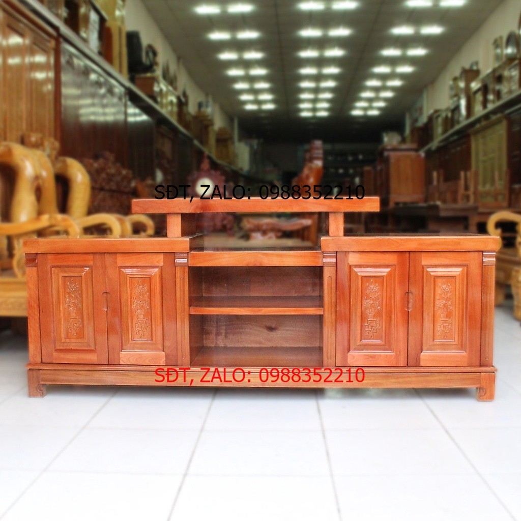 Gợi ý các mẫu kệ tivi gỗ xoan đào cho không gian sống thêm ấm cúng