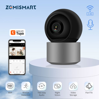 Zemismart Wifi AI Camera quan sát thông minh Hình ảnh HD 5MP Âm thanh hai chiều Camera an ninh IP Theo dõi tự động Tầm nhìn ban đêm, Giám sát gia đình Phát hiện trẻ em cho thú cưng, hoạt động với Tuya