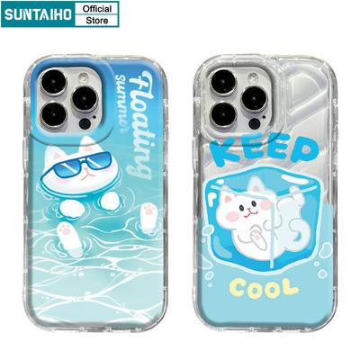 Suntaiho Mùa Hè Vui Nhộn Họa Tiết Mèo Nổi Trong Suốt Vỏ Điện Thoại TPU Mềm Cao Cấp Chống Sốc Cho iPhone 11 12 13 14 15 16 Pro Max IP 7 8 Plus Iphon X Xs XR Xs Max