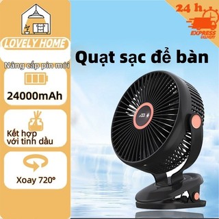  24000mAh quạt tích điện minixoay 720 độ quạt kẹp bàn,quạt sạc tích điện,quạt kẹp tích điện,quạt kep,quạt mini 