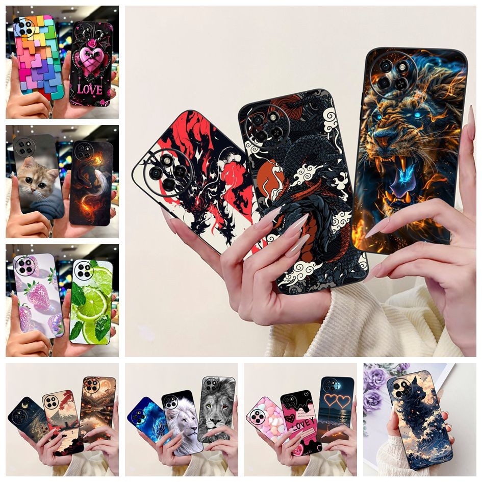 Cho Itel S23 S665L Vỏ Cool Dragon Lion Cat Hoạt Hình Silicon Mềm Màu Đen Cho Itel S23 + S23 Plus S68