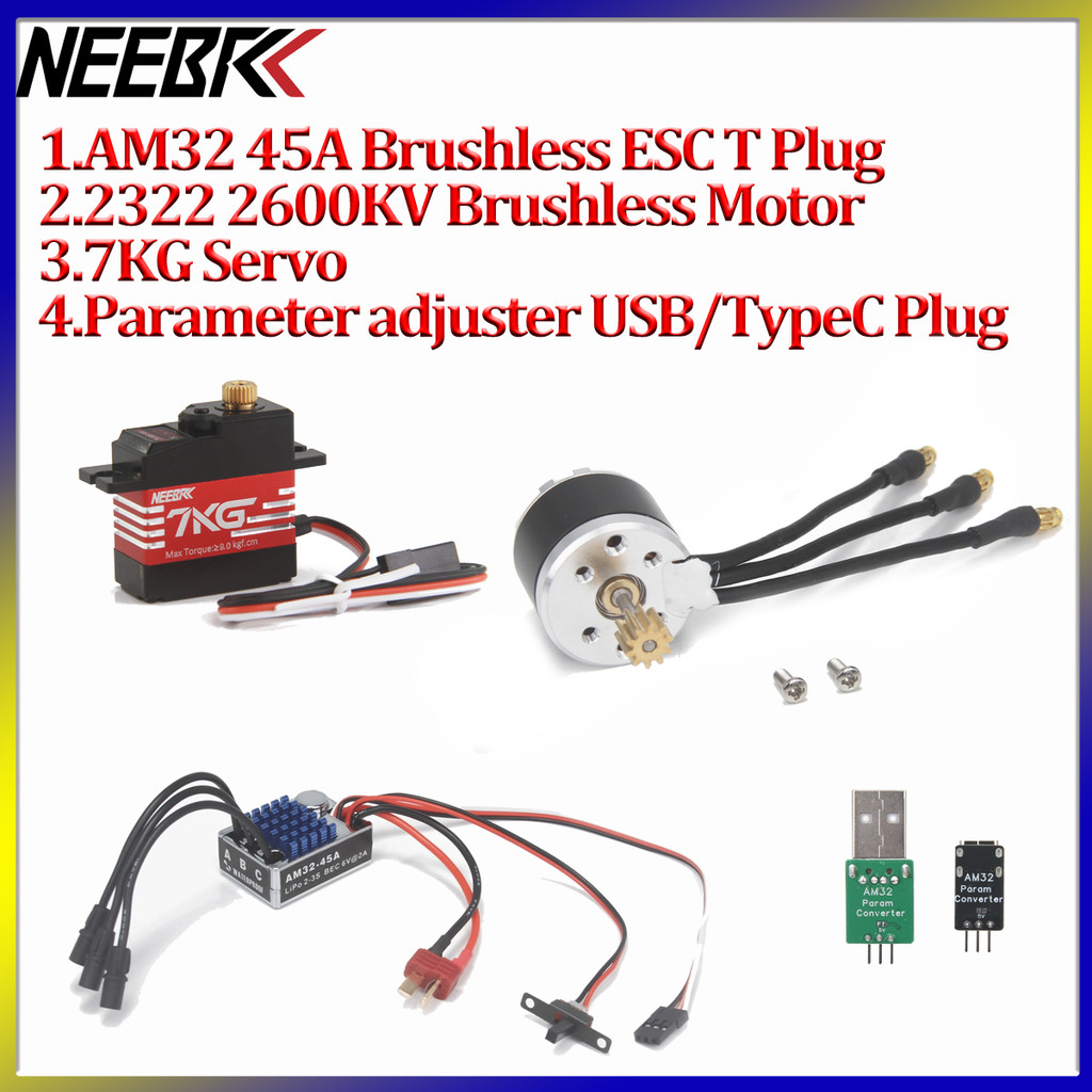 2322 2600KV Outrunner Motor AM32 45A Không Chổi Than ESC T Cắm 7KG Servo Chống Nước Thông Số Điều Ch