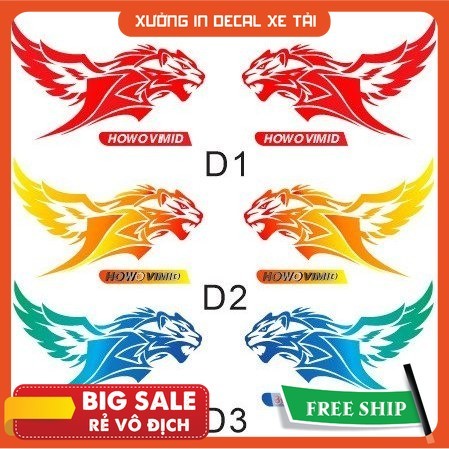 decal Tem Hổ Bay Xe Tải - Dán Xe Tải , Xe Howo ... (SL : 2 tem )