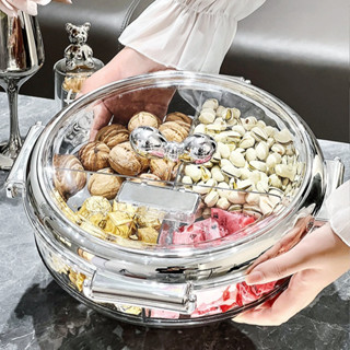  Khay đựng mứt tết trong suốt chống ẩm nắp nơ có gioăng cao su Khay đựng mứt nhựa để bàn trang trí 