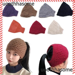  Uoothashasome Mũ beanie mùa thu đông Phụ kiện tóc Mũ dệt kim băng đô Mũ che đầu rỗng Bảo vệ tai mềm mại dày dành cho nữ Mũ bé gái Thể thao ngoài trời 