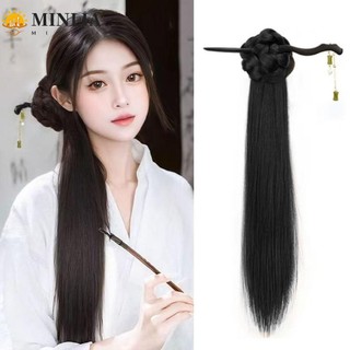 Minlia Móng Vuốt Kẹp Tóc Giả Đuôi Ngựa, Hanfu Mới Phong Cách Trung Quốc Bện Bên Đuôi Ngựa, Phụ Kiện Tóc Mô Phỏng Tóc Tre Kẹp Tóc Tóc Tóc Tóc Giả Bím Tóc Đuôi Ngựa Bé Gái