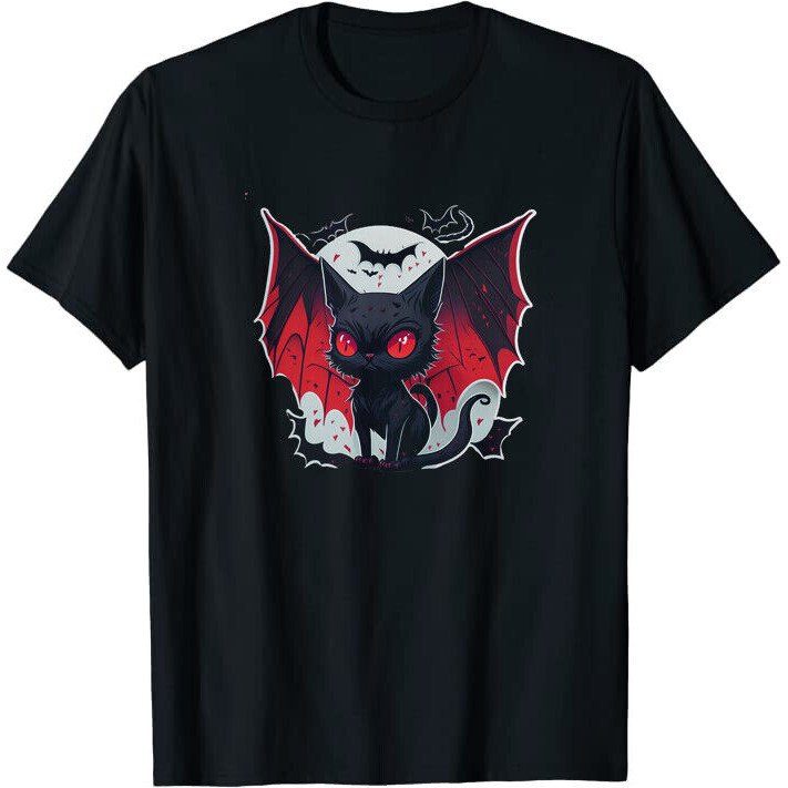 Áo thun cổ điển Bat Devil Cat Helloween