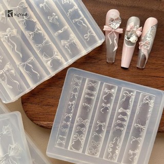 KgYewl 3D Ruy Băng Nơ Hình Khuôn Dập Stencils UV Gel Ba Lan Khuôn Nghệ Thuật Silicon Khắc Khuôn DIY Thiết Kế Móng Tay Charm Trang Trí Mới