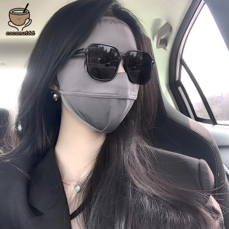 Sunshade Facekini Women Summer UV Protection Ice Silk Face Mask Full Face Sunscreen Face Mask