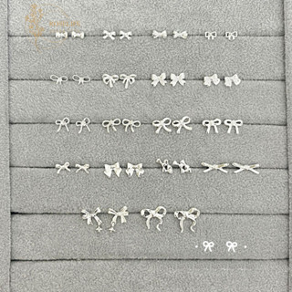 Roselife Thời Trang Hàn Quốc Mini S925 Bạc Nơ Bông Tai Nữ Bé Gái Không Gây Dị Ứng Xuyên Tai Phụ Kiện Trang Sức