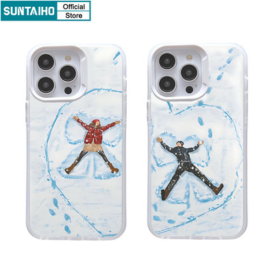 Suntaiho Thẩm Mỹ Độc Đáo Họa Tiết Cặp Đôi Trong Suốt Mờ Dành Cho Iphone 16 15 14 12 13 11 Pro Max IP 7 8 Plus Iphon X Xs XR Xs Max TPU Silicon Mềm Cao Cấp Chống Sốc Ốp điện thoại