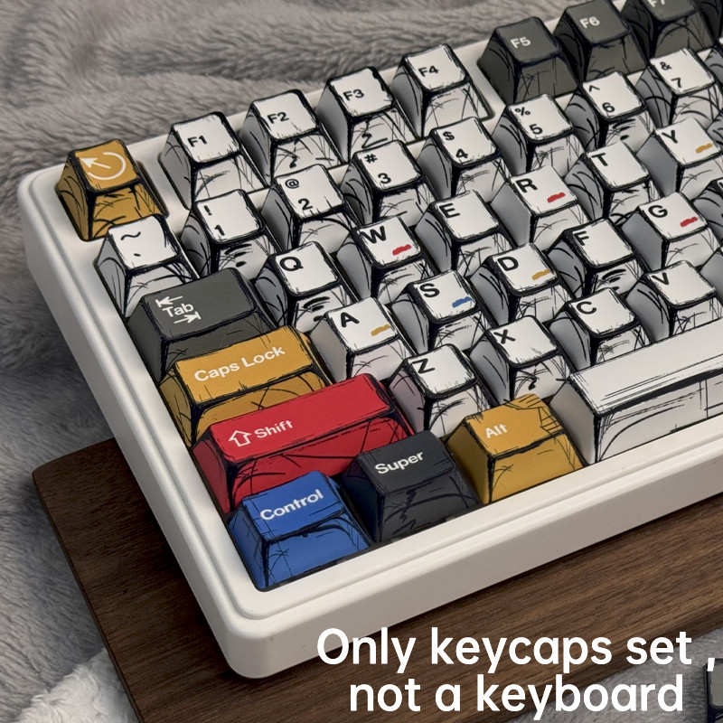 Pbt Keycap Cherry Comic Style 136 Key phác thảo vẽ tay cổ điển Phong cách tối giản Bàn phím cơ Keyca
