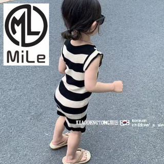 [Ml] 80-150cm Váy không tay mùa hè cho bé gái Hàn Quốc Phong cách mới Váy sọc thời trang trẻ em Quần áo trẻ em Váy hạng chữ a